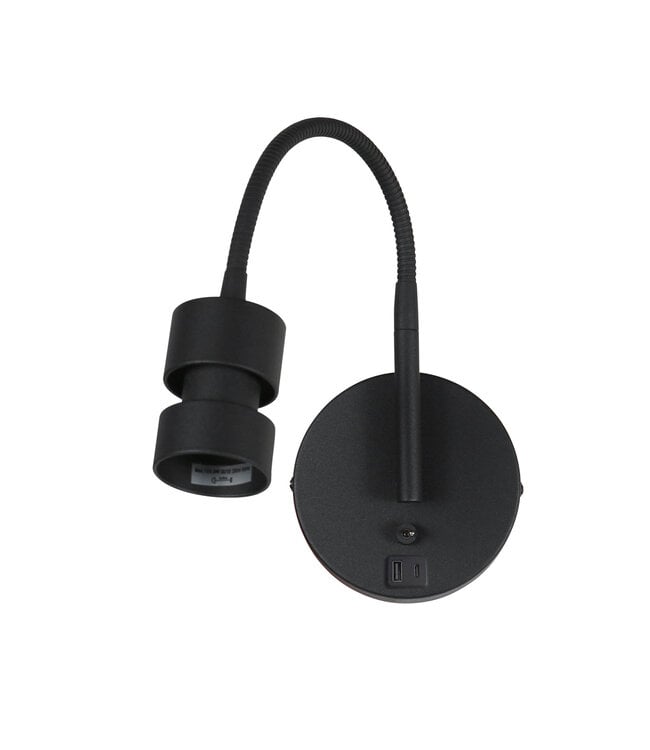 Wandlamp Upround zwart met usb poort