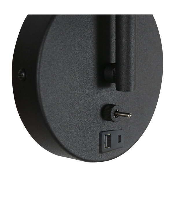 Wandlamp Upround zwart met usb poort