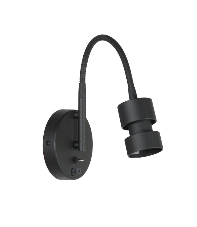 Wandlamp Upround zwart met usb poort
