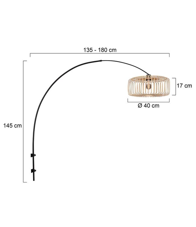 Wandlamp boog Breeza Beach zwart