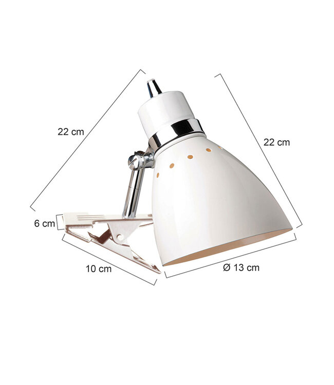 Wandlamp spring klemspot wit