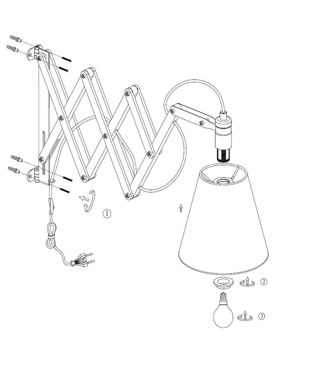 Wandlamp Dion beige uittrekbaar