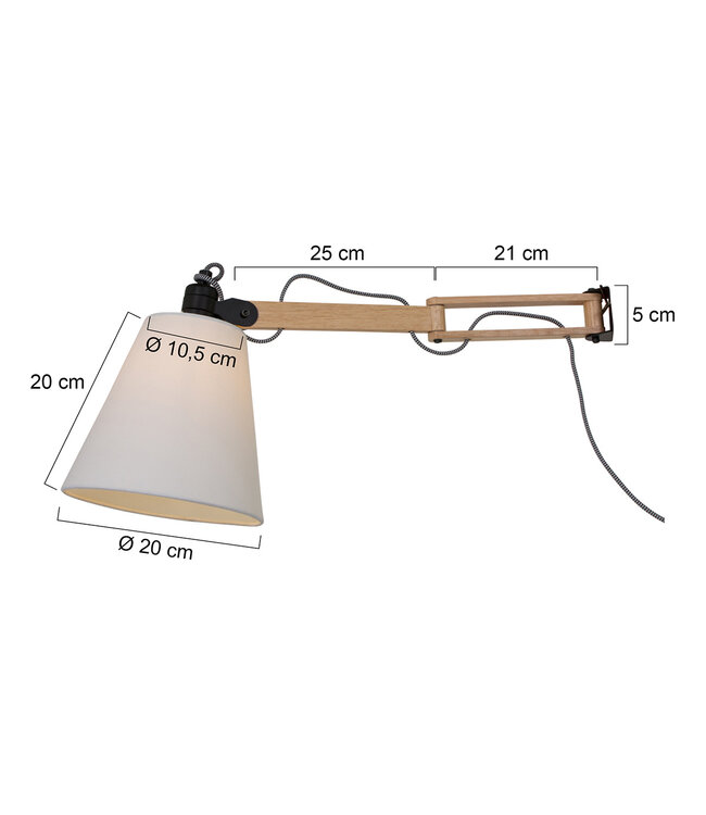Wandlamp Dion beige uitklapbaar