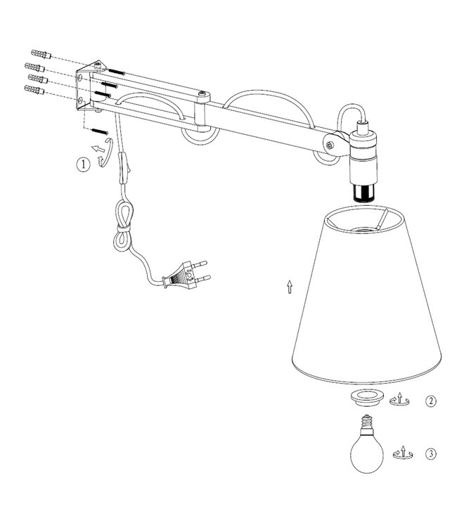 Wandlamp Dion beige uitklapbaar
