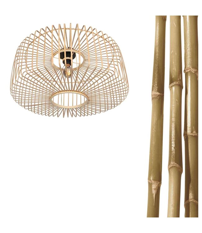 Plafondlamp Breeza Beach zwart/bamboe