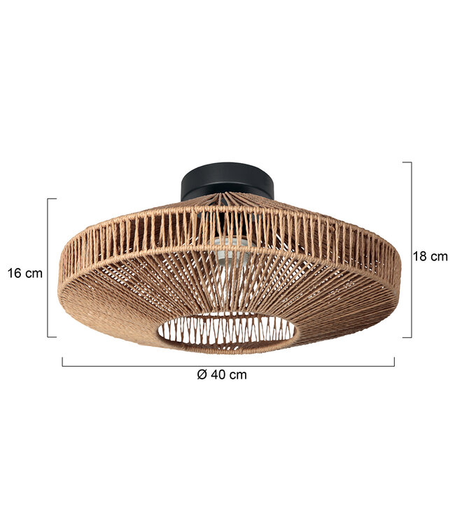 Plafondlamp Ropex touwdesign zwart