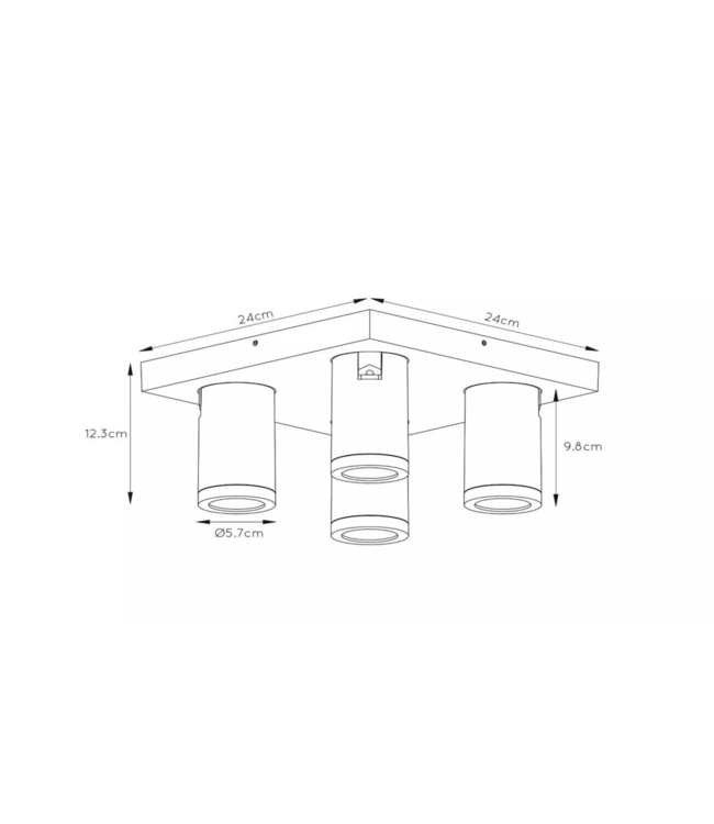 Badkamer  spot 4 lichts vierkant Wit ip44