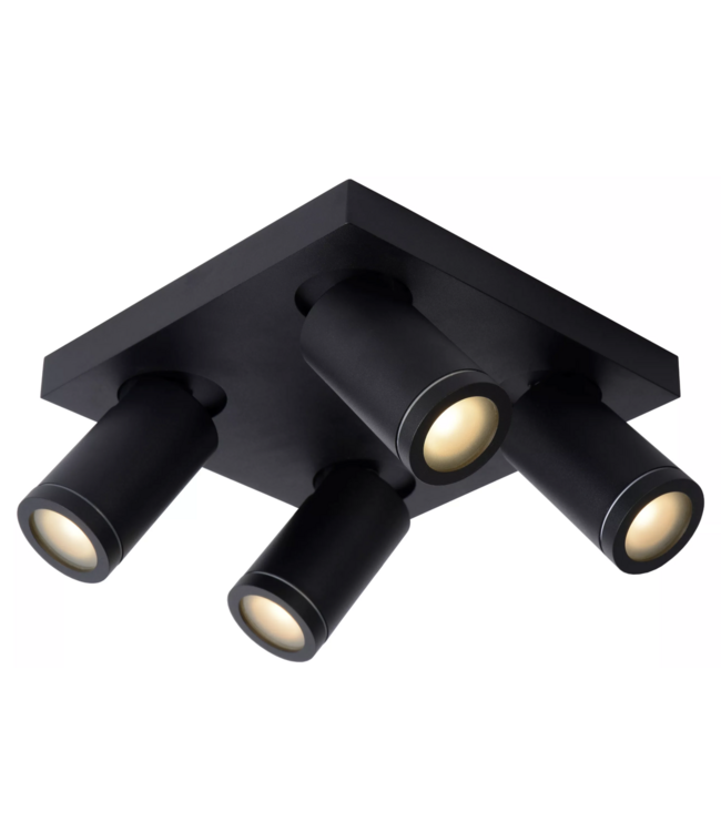 Badkamer  spot 4 lichts vierkant Zwart ip44