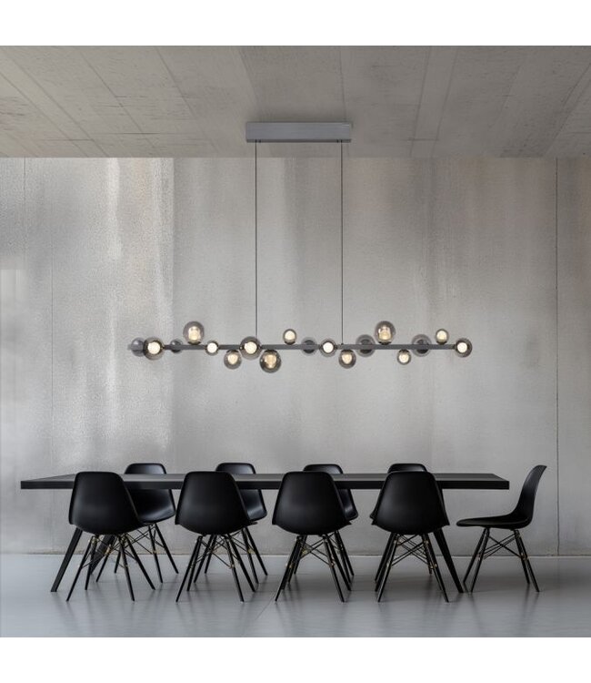 Hanglamp 180cm platinum grey met  bollen in hoogte verstelbaar