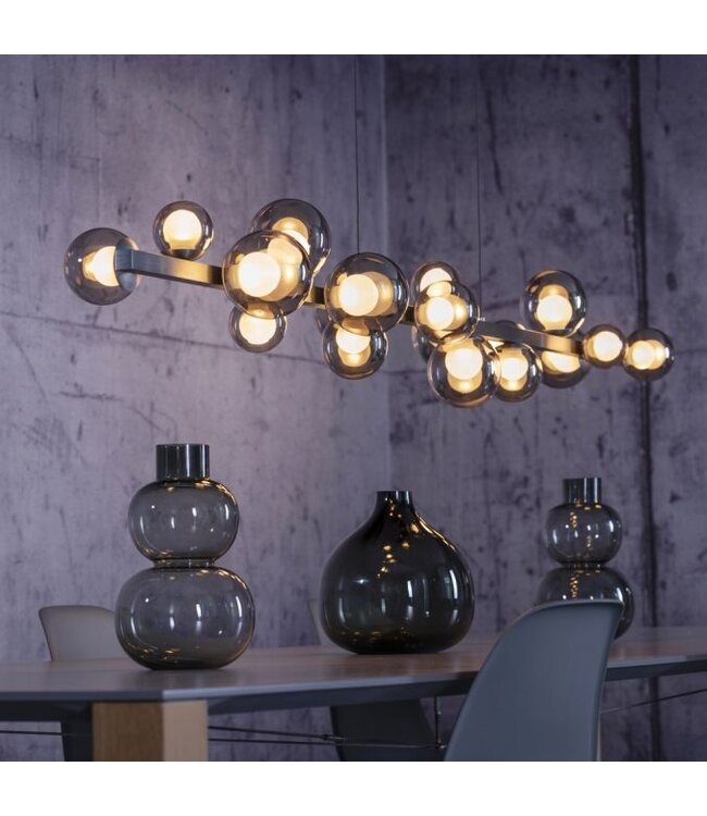 Hanglamp 180cm platinum grey met  bollen in hoogte verstelbaar