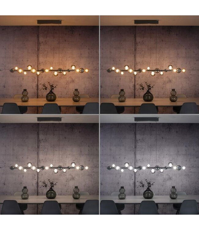 Hanglamp 180cm platinum grey met  bollen in hoogte verstelbaar