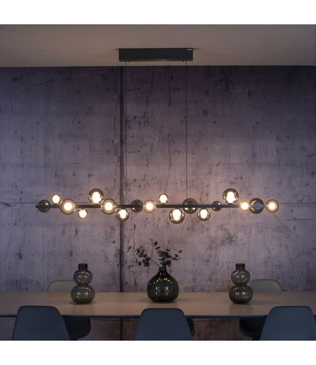Hanglamp 180cm platinum grey met  bollen in hoogte verstelbaar