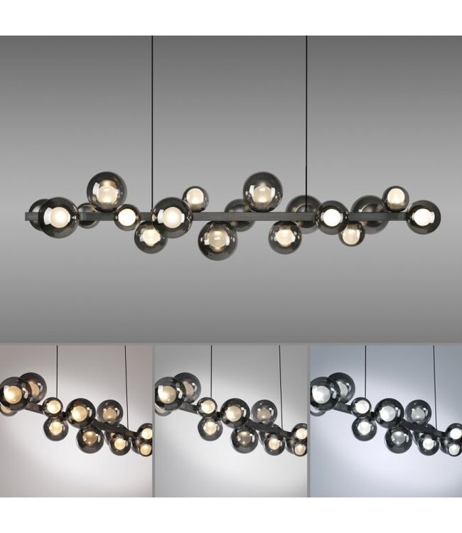Hanglamp met amber bollen in hoogte verstelbaar