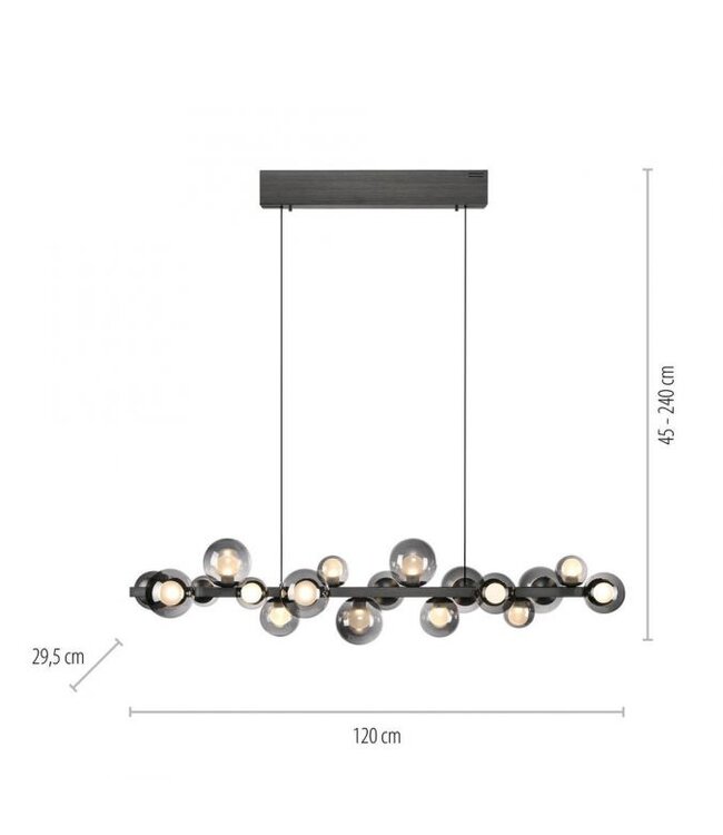 Hanglamp met amber bollen in hoogte verstelbaar