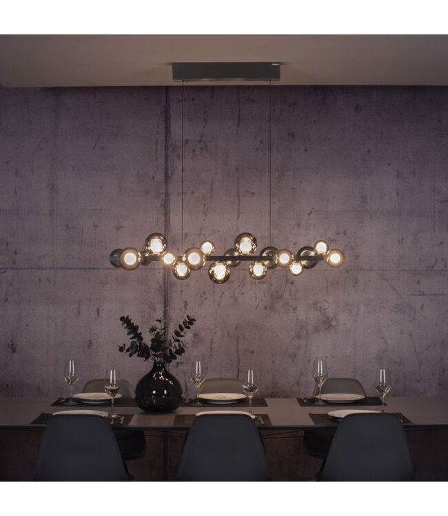 Hanglamp met amber bollen in hoogte verstelbaar - Copy