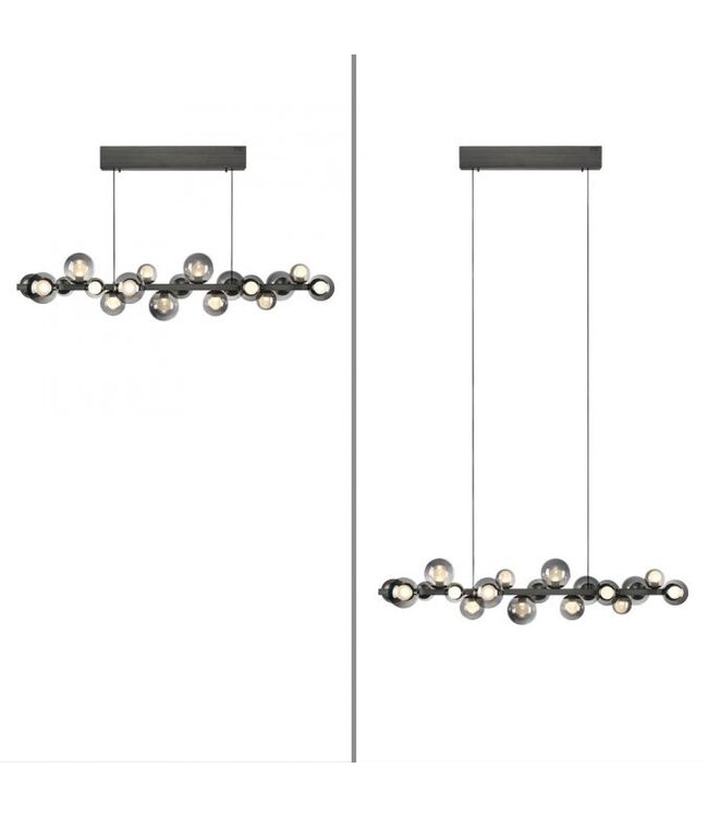 Hanglamp met amber bollen in hoogte verstelbaar