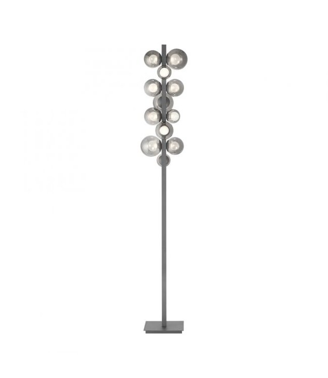 Vloerlamp platinum grey met  bollen dimbaar