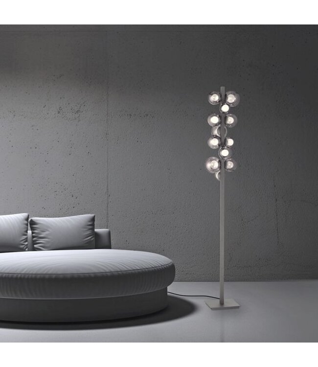 Vloerlamp platinum grey met  bollen dimbaar