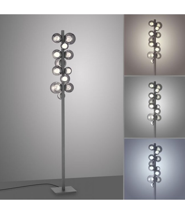 Vloerlamp platinum grey met  bollen dimbaar