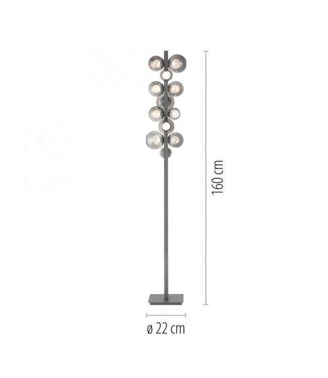 Vloerlamp platinum grey met  bollen dimbaar