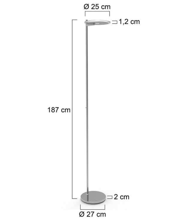Fraaie uplighter rvs dim to warm met italiaans glas