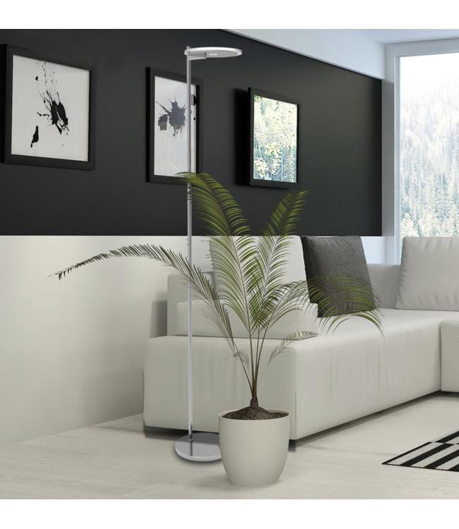 Fraaie uplighter rvs dim to warm met italiaans glas