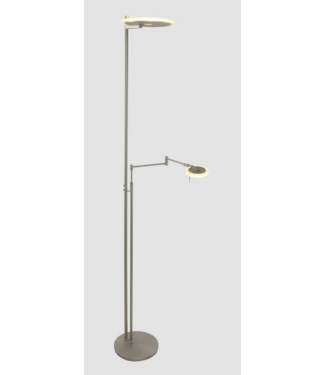 Steinhauer Fraaie uplighter rvs  met leesarm dim to warm met italiaans glas