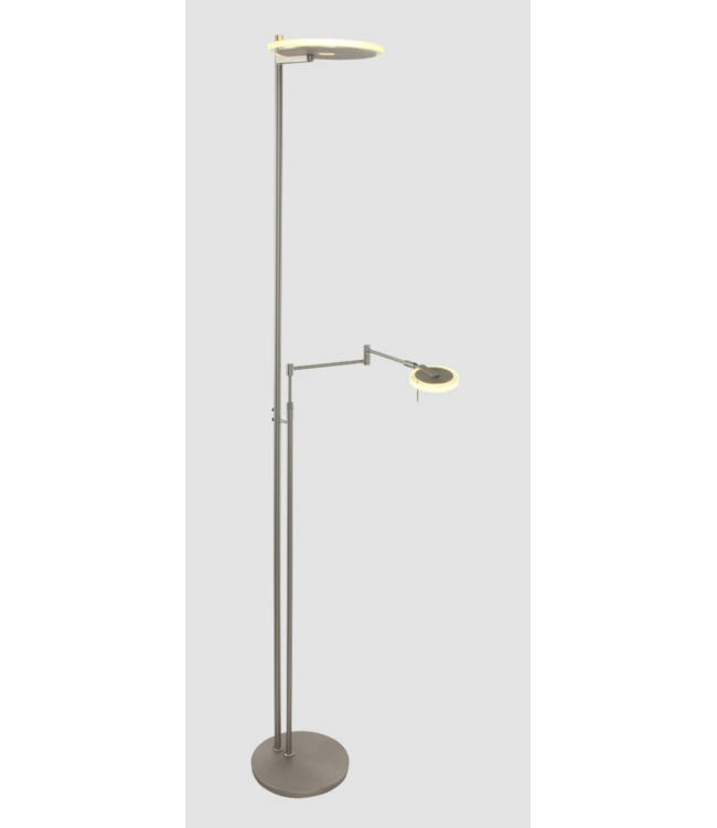 Steinhauer Fraaie uplighter rvs  met leesarm dim to warm met italiaans glas