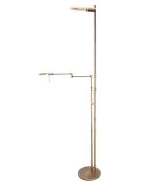 Steinhauer Fraaie uplighter brons  met leesarm dim to warm met italiaans glas