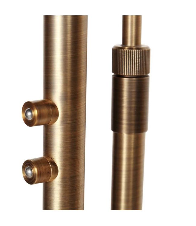 Fraaie uplighter brons  met leesarm dim to warm met italiaans glas