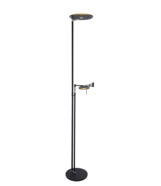 Steinhauer Fraaie uplighter zwart   met leesarm dim to warm met italiaans glas