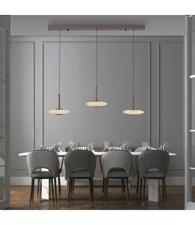 Hanglamp  Vitrum verstelbaar dark metal brown opaal wit  glas