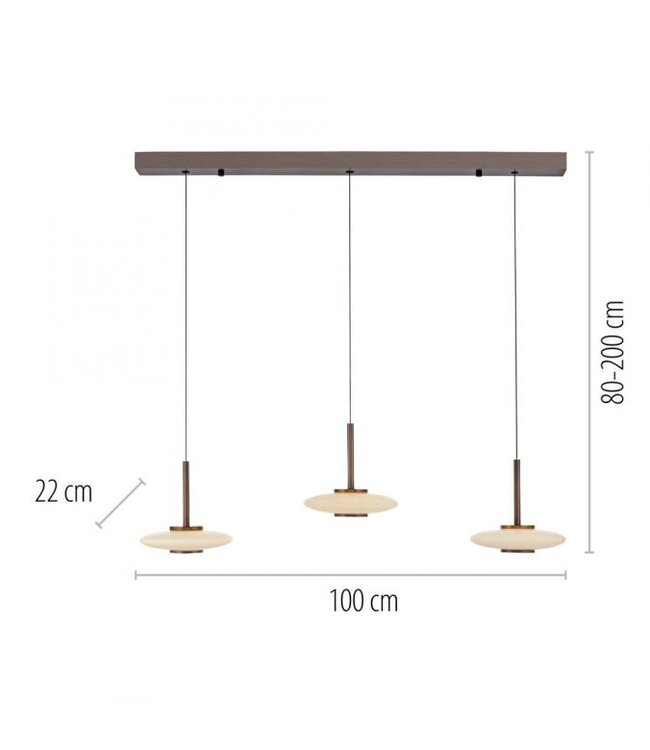 Hanglamp  Vitrum verstelbaar dark metal brown opaal wit  glas