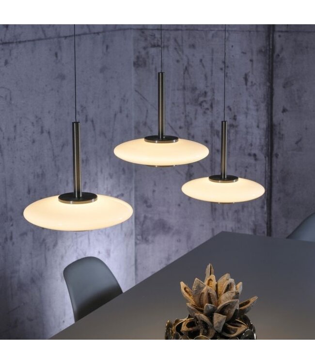 Hanglamp  Vitrum verstelbaar dark metal brown opaal wit  glas
