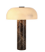 Tafellamp beige glas ø 30cm met bruin marmer