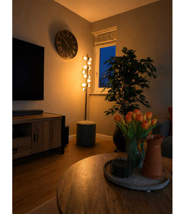 Vloerlamp PURE Popup met amber bollen dimbaar