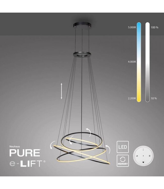 Vide lamp led mystic grey 4 ringen hoogte 150cm -600cm - Copy