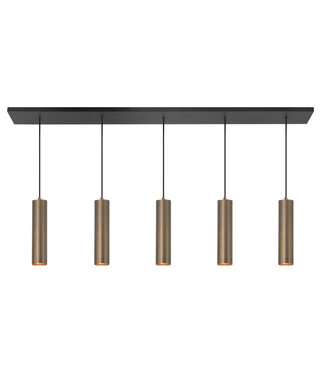 Highlight 5lichts hanglamp strakke vormgeving-107cm-brons zwart