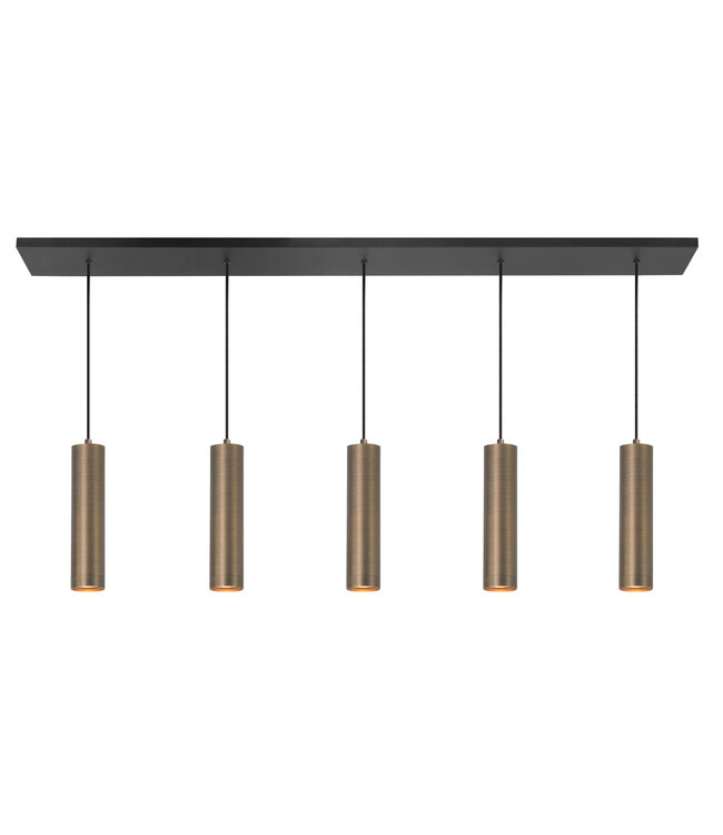 Highlight 5lichts hanglamp strakke vormgeving-107cm-brons zwart