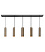 Highlight 5lichts hanglamp strakke vormgeving-107cm-brons zwart