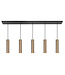 Highlight 5lichts hanglamp strakke vormgeving-107cm-goud zwart