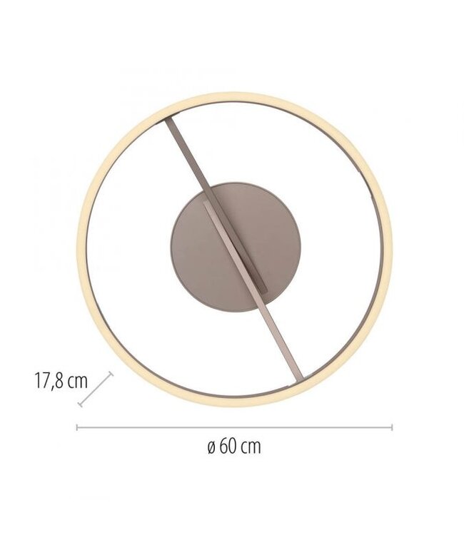 Plafondlamp pure loop taupe  60cm  met afstand bediening