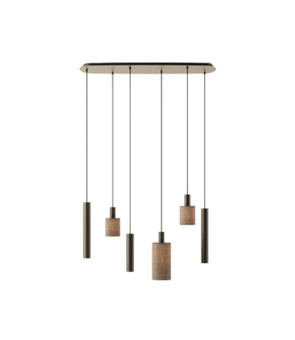 Ztahl Deens Ovale hanglamp portafino platinum  met spots en linnen kapjes incl lichtbronnen