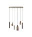 Ztahl Deens Ovale hanglamp portafino platinum  met spots en linnen kapjes incl lichtbronnen