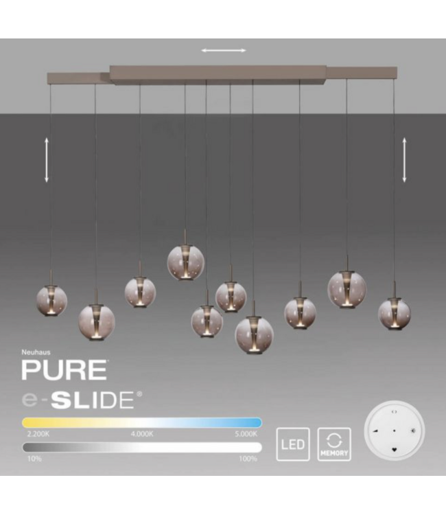 Hanglamp E-Slide in hoogte verstelbaar en uitschuifbaar taupe
