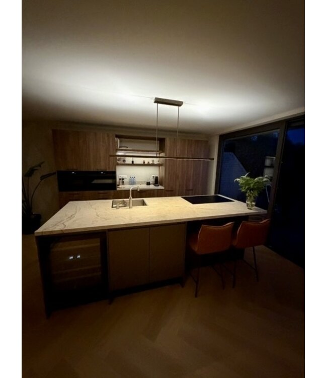 Platte kookeiland led lamp 2700K met design uitstraling up/downlight - 130cm - Mat Zwart
