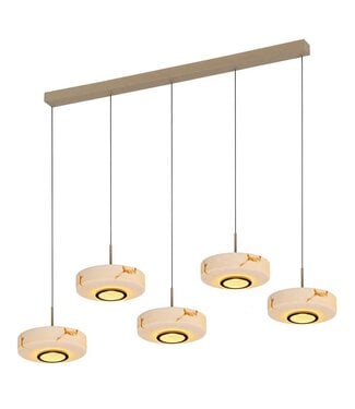 5 lichts albaster hanglamp pendel zandkleur 120cm