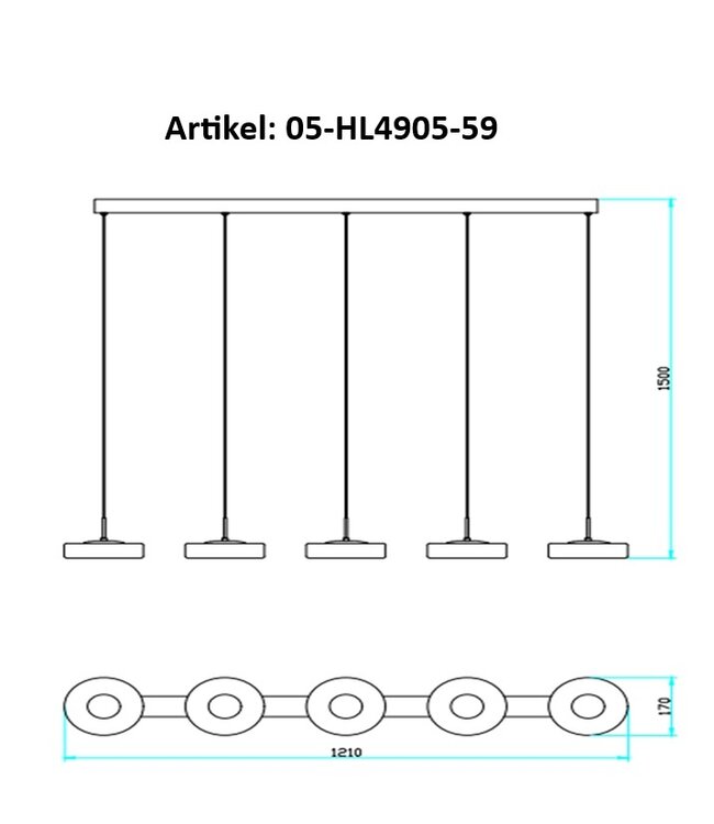 5 lichts albaster hanglamp pendel zandkleur 120cm