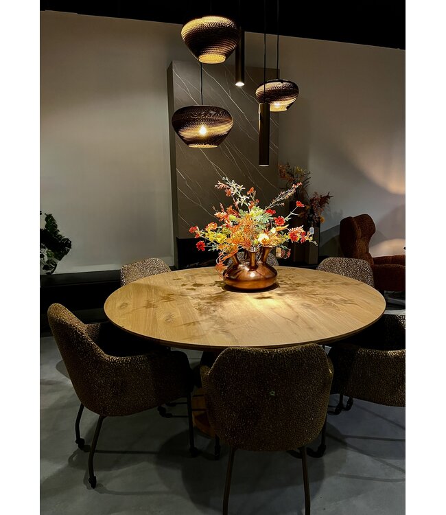 Rechte cacao hanglamp met Cartone kappen 130cm-8cm 5lichts