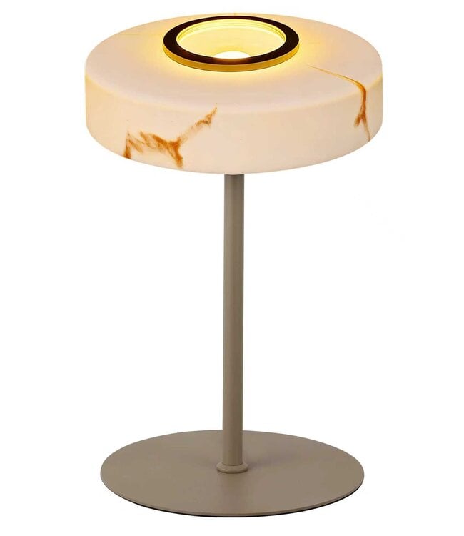 Fraai tafellampje taupe/beige met albast uitstraling glas